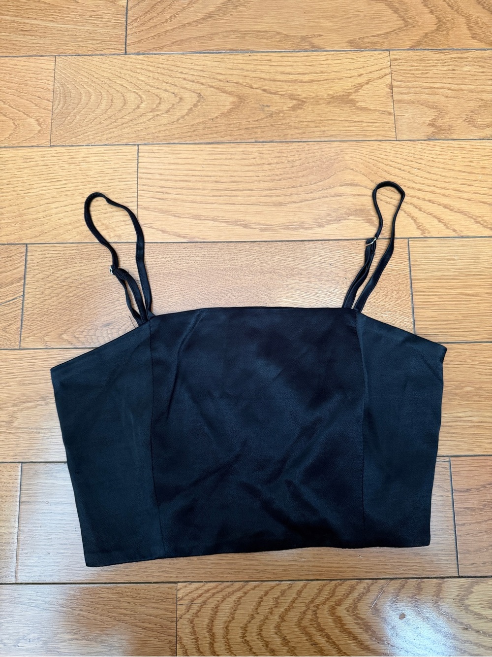 Women’s Black Spaghetti-Strap Cropped Cami